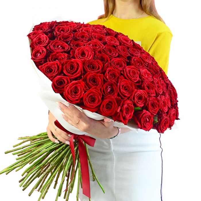 101 rosas rojas 80 cm